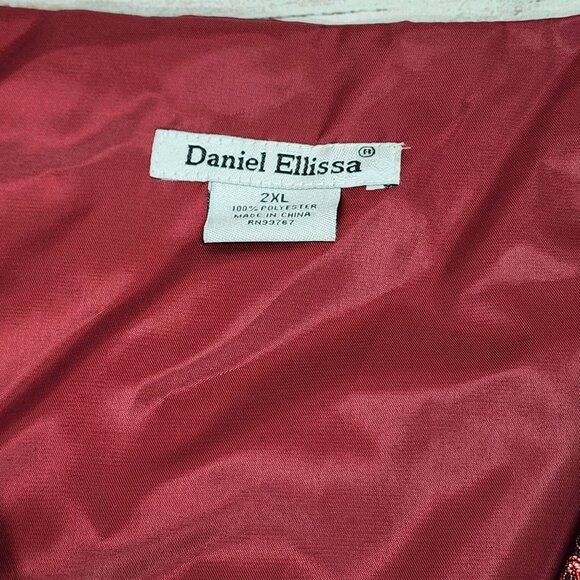 Daniel Ellissa Size 2XL Mens Red Foil Paisley Vest Tie Pocket Square Set New - Picture 3 of 7